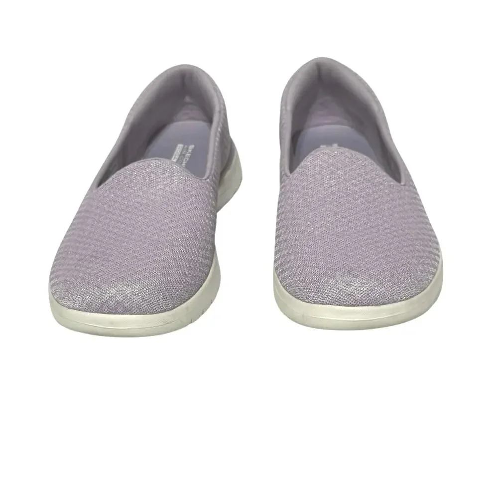 Skechers Women’s Size 9 M Lilac Sparkle Go Walk Goga Mat Slip On Knit Shoes - Picture 3 of 11